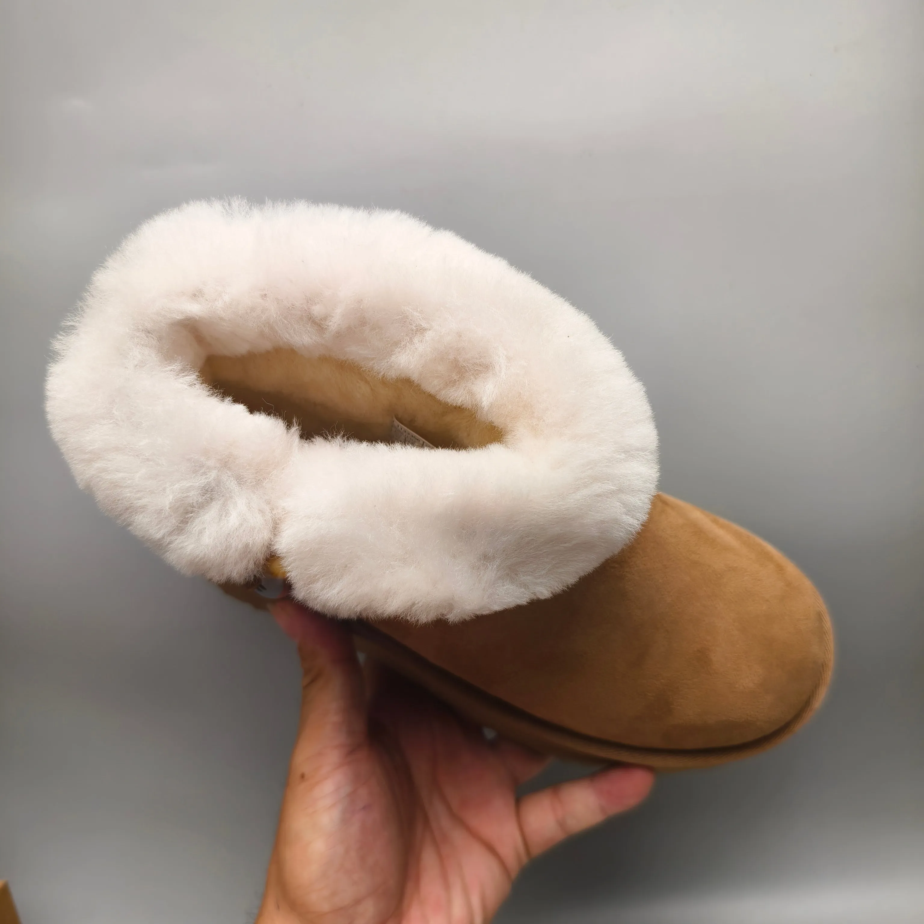 💰480 UGG sheepskin all-in-one snow boots 3356 chestnut thick sole horn jade buckle women's color color: chestnut matching size: 35-40